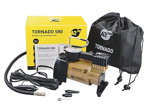 Компрессор автомобильный TORNADO 580, 40л/мин, 12V, 150W