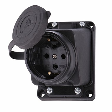 Розетка 1-местная каучуковая с заглушкой земля 16А 220-240V ip44